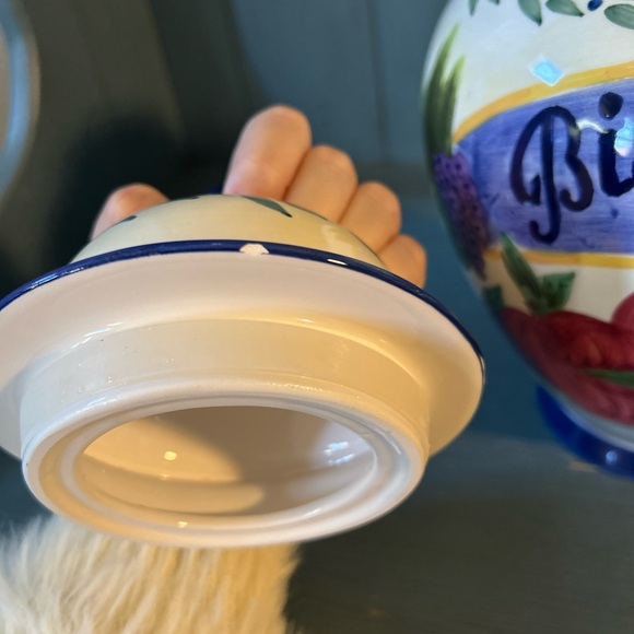 Vintage 13 " Ceramic Biscotti Fruit Design Jar -Vase - Great Condition - Picture 8 of 12